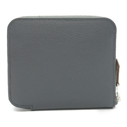 Hermes Azap Compact Silk In Round Long Wallet Leather Evercolor Women's Grey Grimist