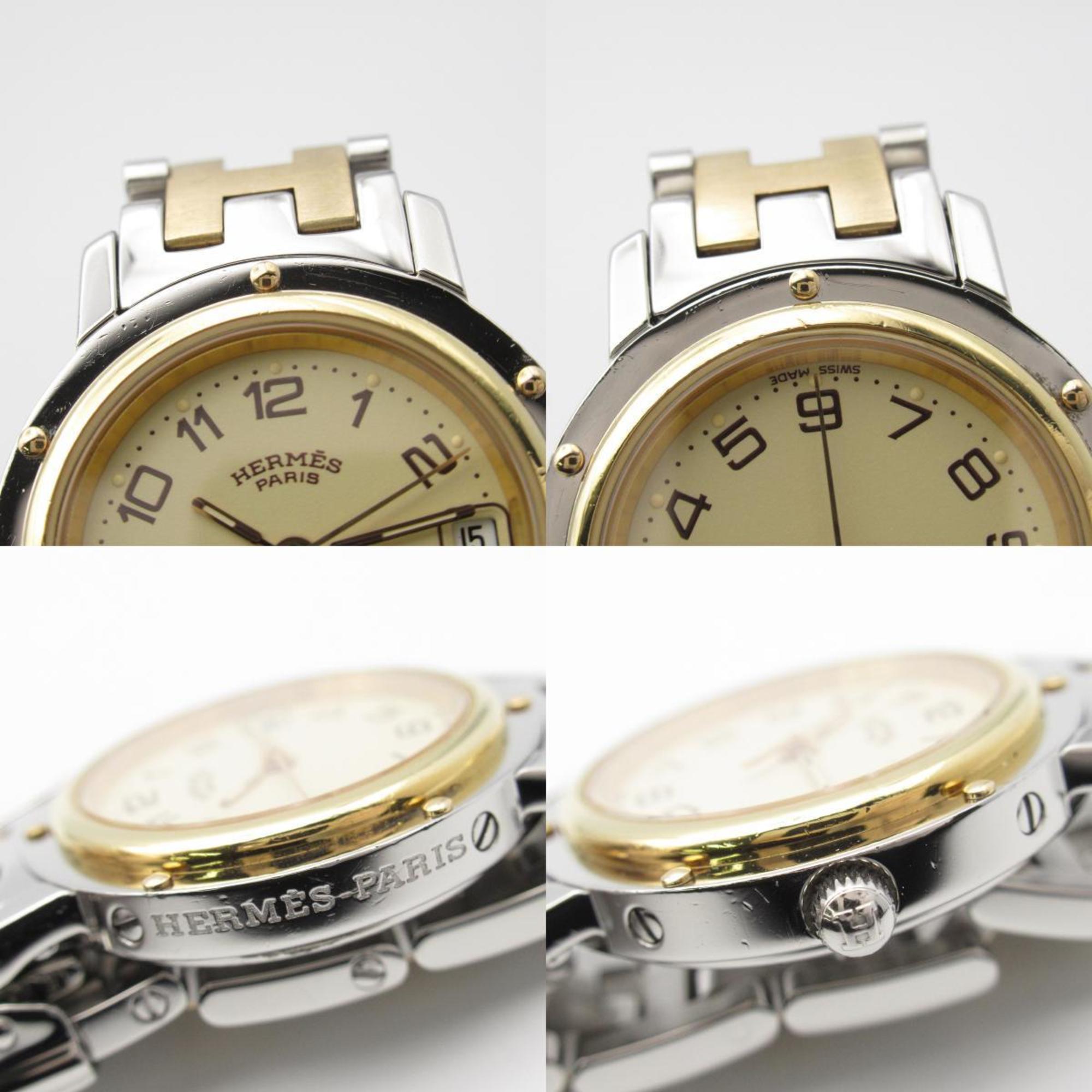 Hermes Clipper Watch Stainless Steel Ladies Ivory CL4.220