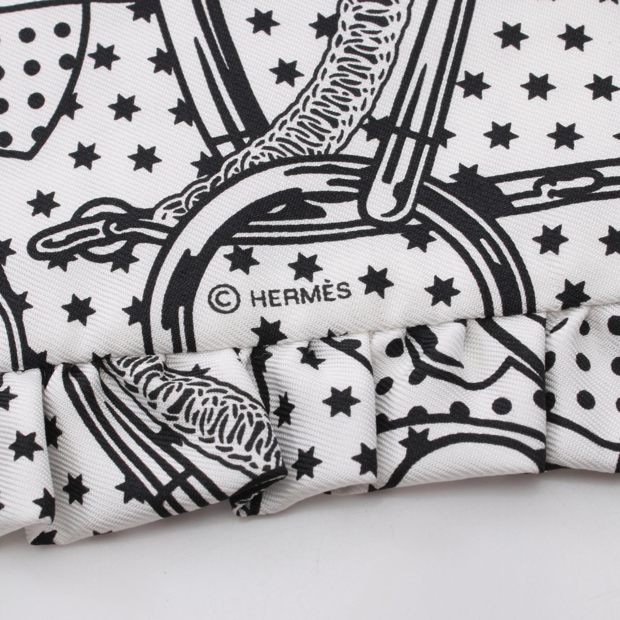 Hermes HERMES Twilly Apron Doll Scarf Silk Women's White Black