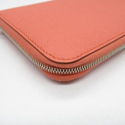 Hermes Azap Long Silk In Flamingo Round Wallet Leather Epsom Women's Pink