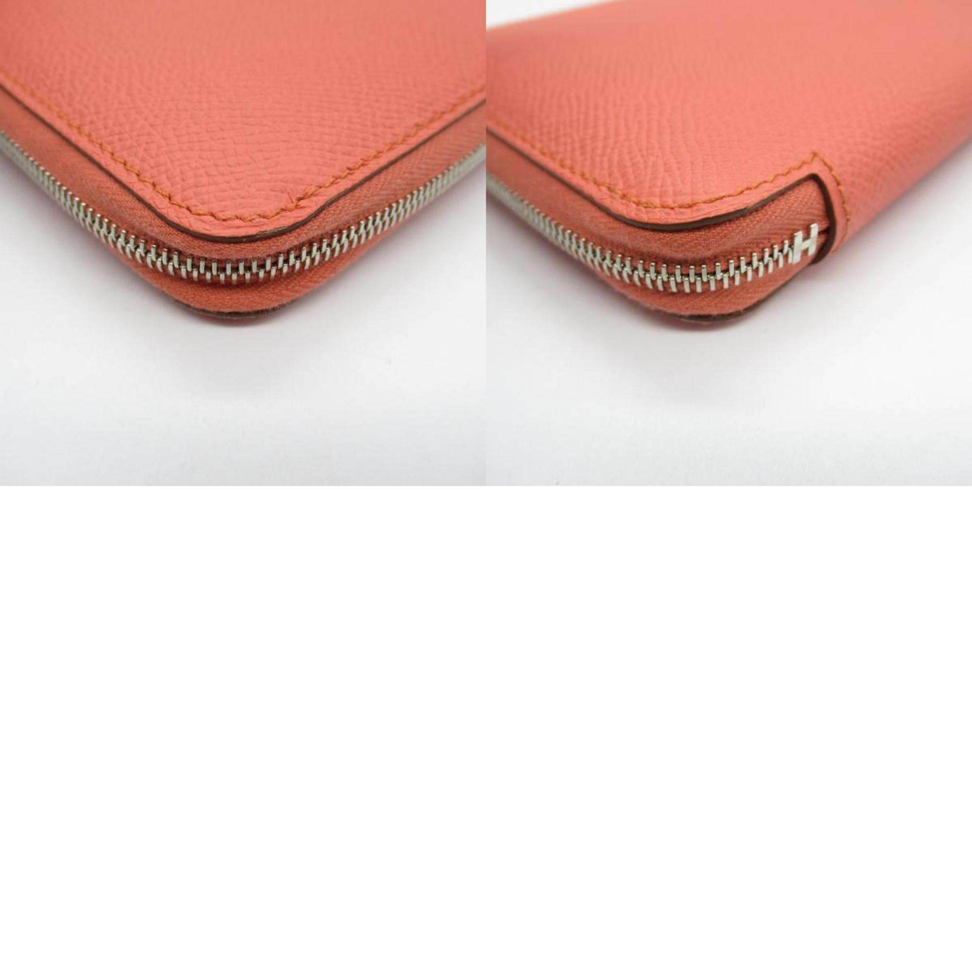 Hermes Azap Long Silk In Flamingo Round Wallet Leather Epsom Women's Pink