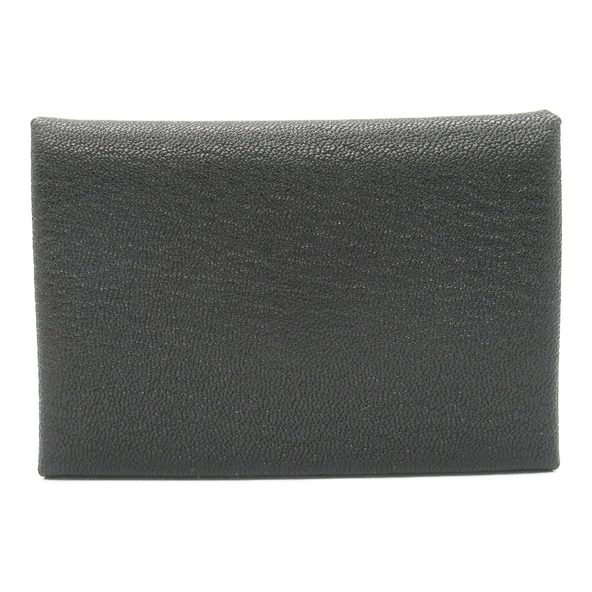 Hermes HERMES Calvi Duo Business Card Holder/Card Case Leather Chevre Men's Women's Black