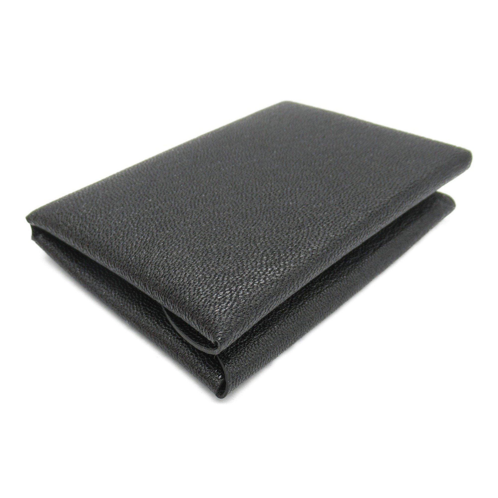 Hermes HERMES Calvi Duo Business Card Holder/Card Case Leather Chevre Men's Women's Black