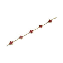 Van Cleef & Arpels Alhambra 5 motif bracelet, 18K yellow gold, carnelian, women's, red, VCARD35500