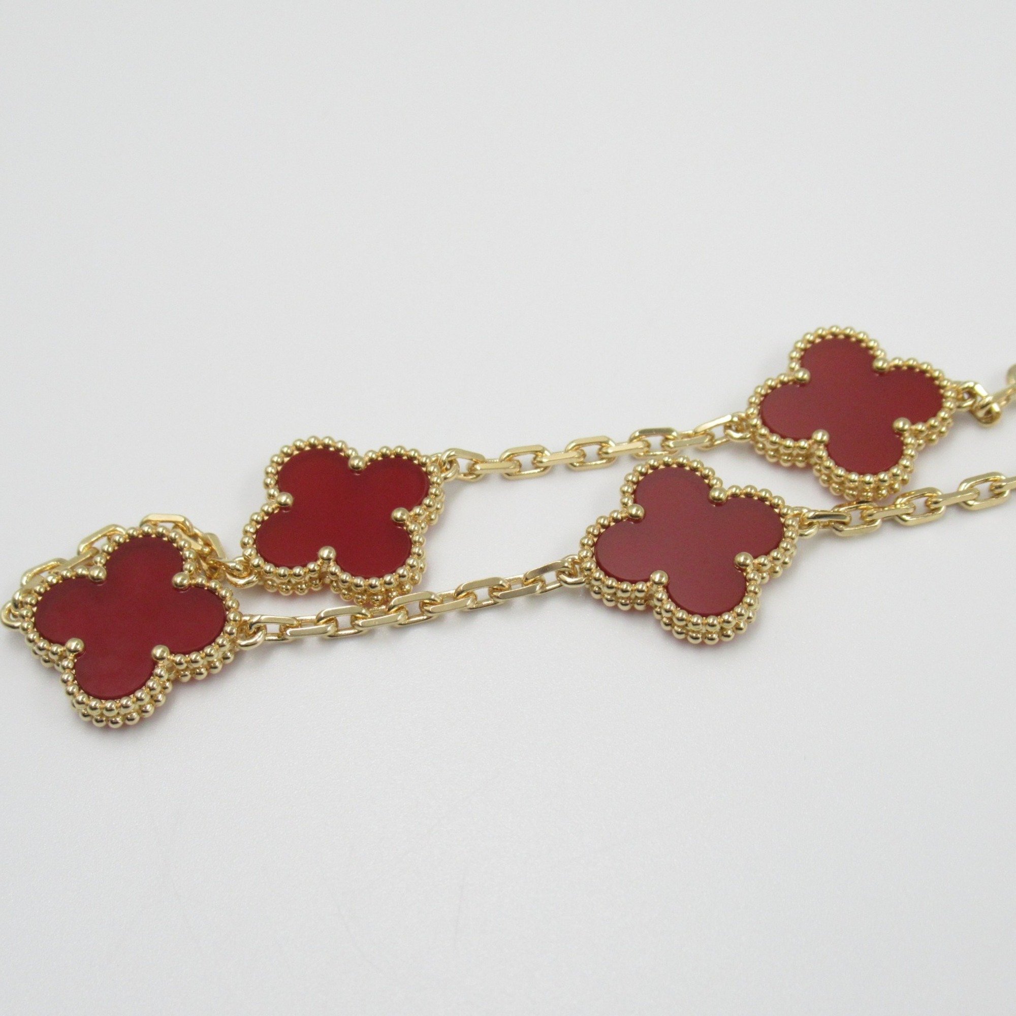 Van Cleef & Arpels Alhambra 5 motif bracelet, 18K yellow gold, carnelian, women's, red, VCARD35500