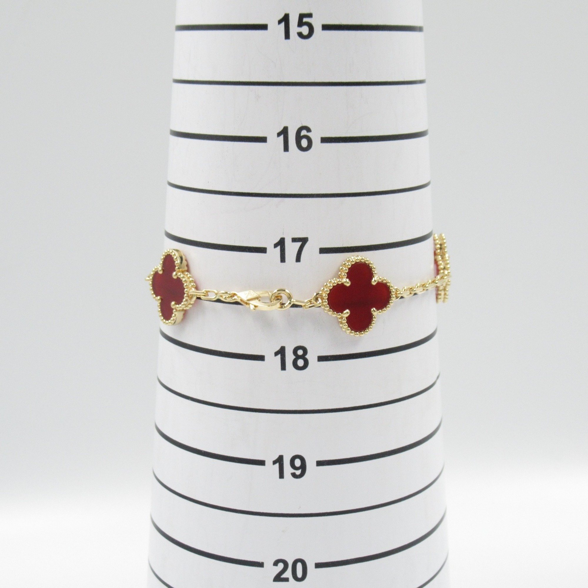 Van Cleef & Arpels Alhambra 5 motif bracelet, 18K yellow gold, carnelian, women's, red, VCARD35500