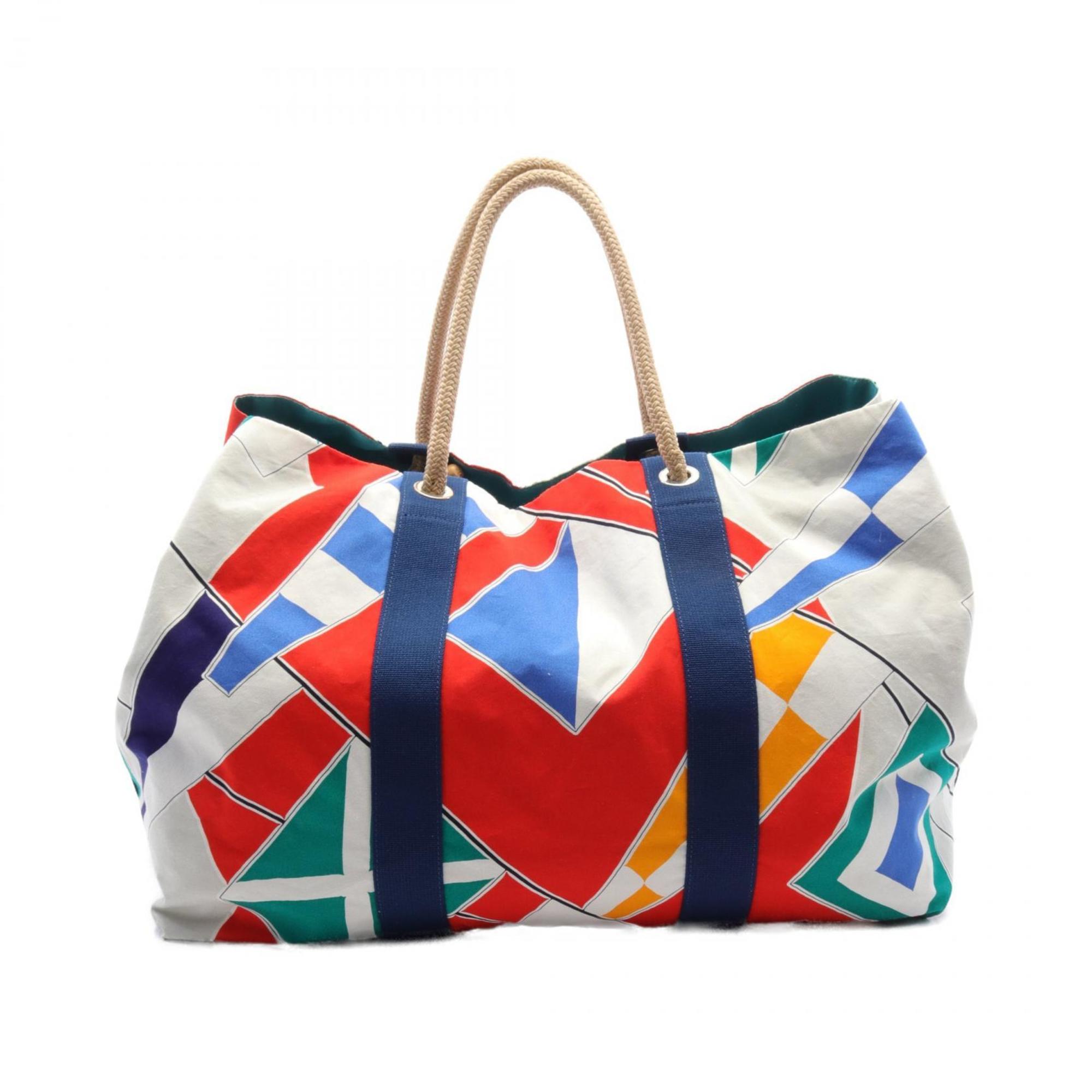 Hermes HERMES Beach Bag Le Chande Shigar Tote Cotton Women's Multicolor