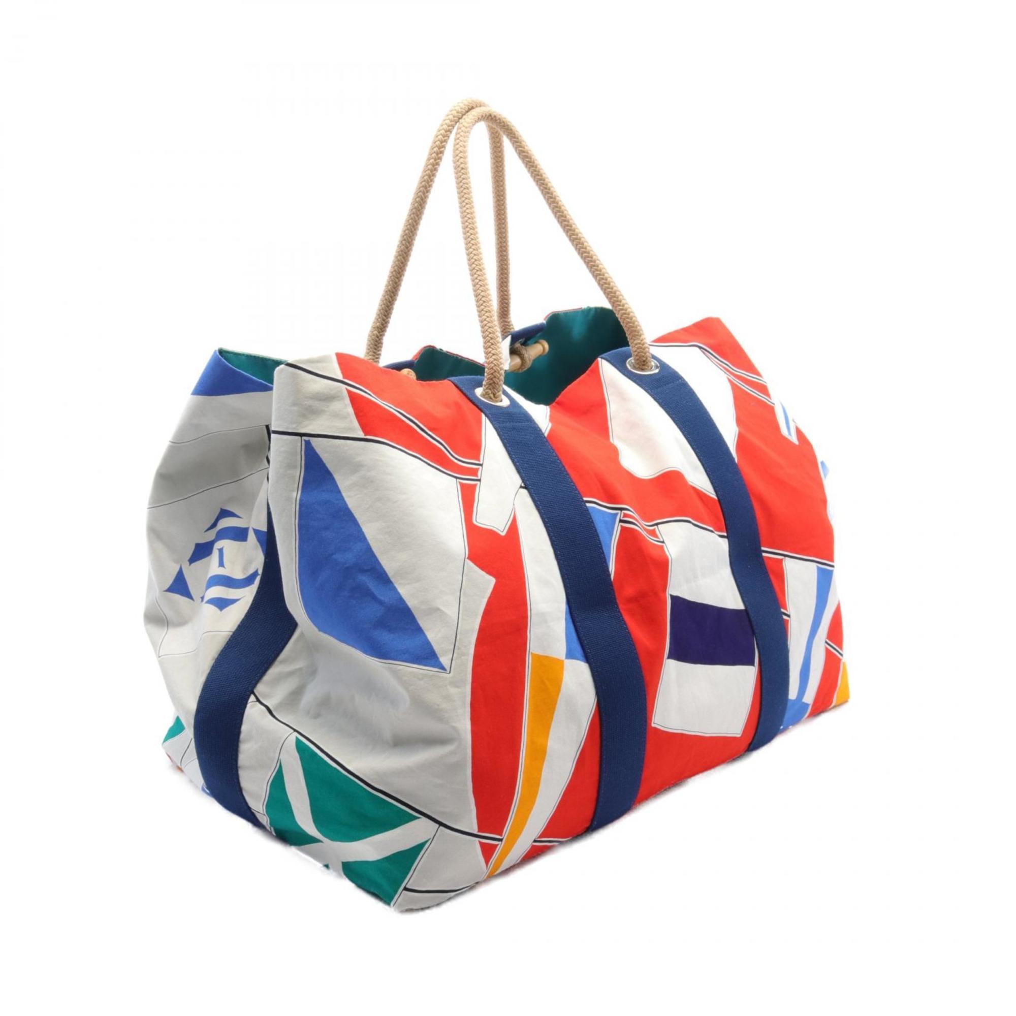 Hermes HERMES Beach Bag Le Chande Shigar Tote Cotton Women's Multicolor