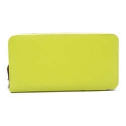 Hermes Azap Silkin Round Long Wallet Leather Evercolor Women's Yellow Jaune Naples W Engraved