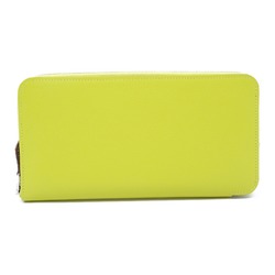 Hermes Azap Silkin Round Long Wallet Leather Evercolor Women's Yellow Jaune Naples W Engraved