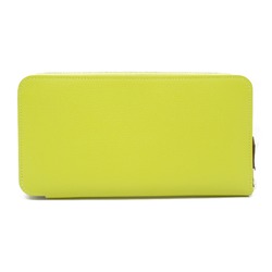 Hermes Azap Silkin Round Long Wallet Leather Evercolor Women's Yellow Jaune Naples W Engraved