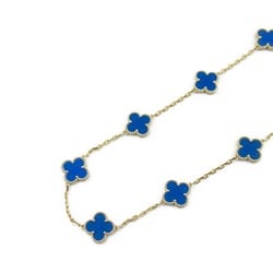 Van Cleef & Arpels Alhambra 10P Necklace K18 (Yellow Gold) Blue Agate Women's VCARP34800