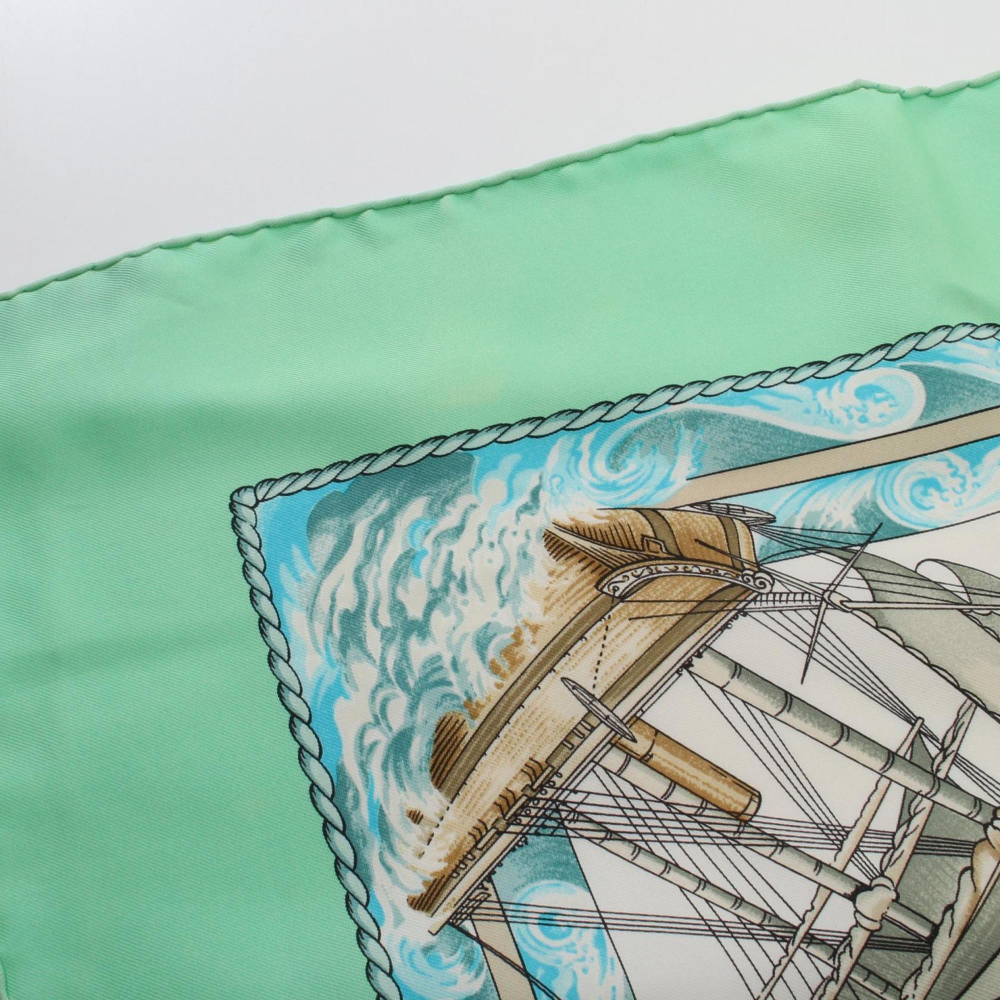 Hermes HERMES Carré 90 Vive Le Vent Scarf Silk Women's Green Multicolor