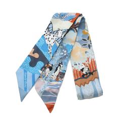 Hermes Twilly En Liberte! Silk Scarf for Women Blue Multicolor