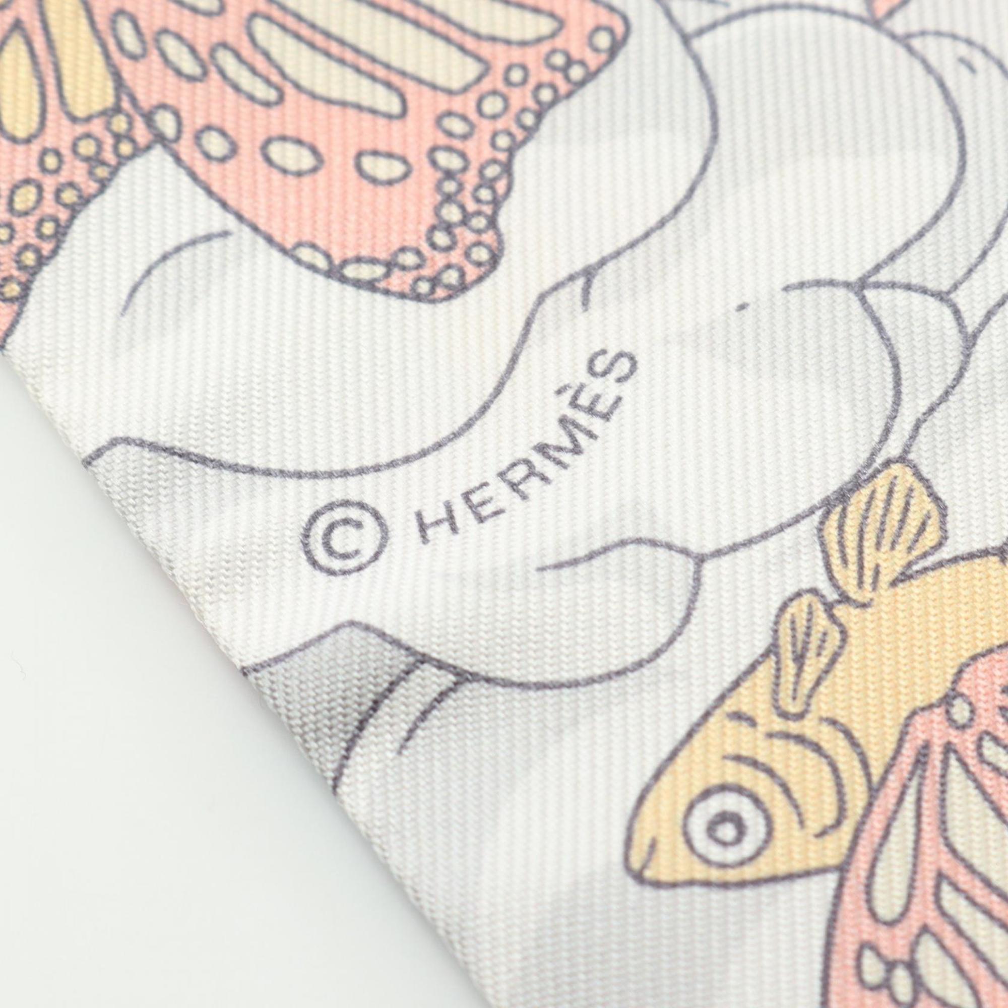 Hermes HERMES Twilly SUR MON NUAGE Scarf Silk Women's Brown Multicolor