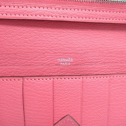 Hermes HERMES Bearn Soufflet Rose Lipstick Bi-fold Long Wallet Leather Chevre Women's Pink 039078CK