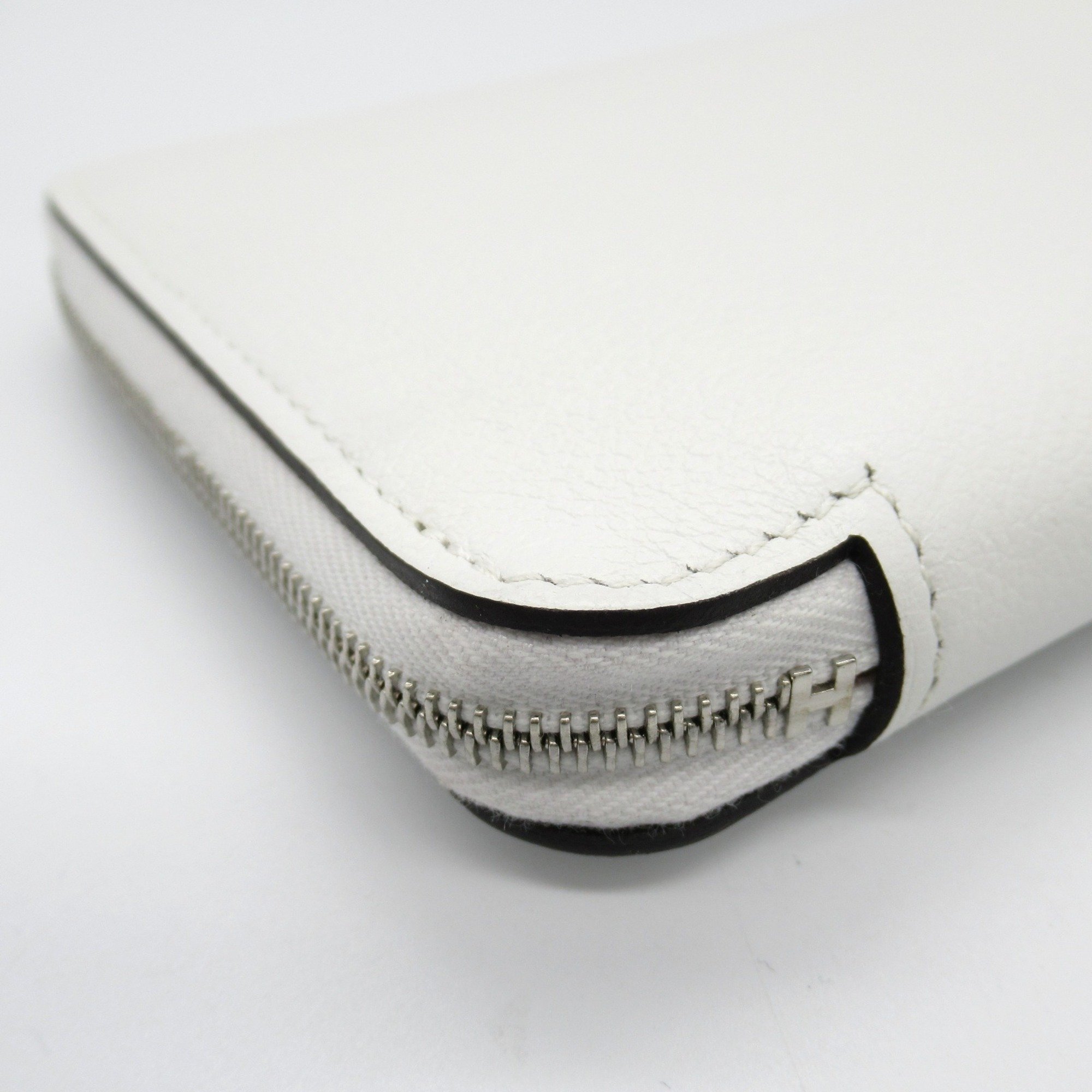 Hermes HERMES Azap Silk In Long New White Round Wallet Leather Evercolor Women's