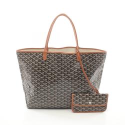 Goyard Saint Louis GM Tote Bag, Coated Canvas, Leather, Women's, Black, Brown, White