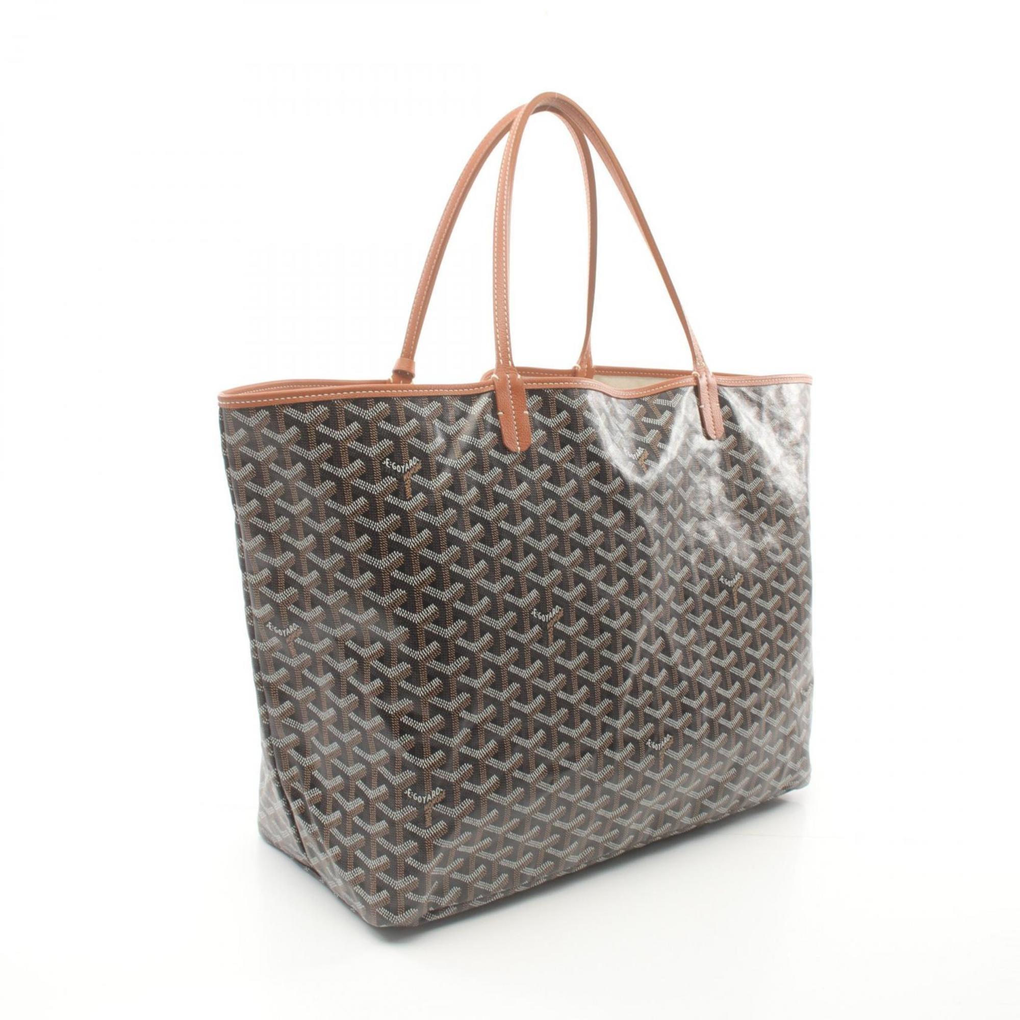 Goyard Saint Louis GM Tote Bag, Coated Canvas, Leather, Women's, Black, Brown, White