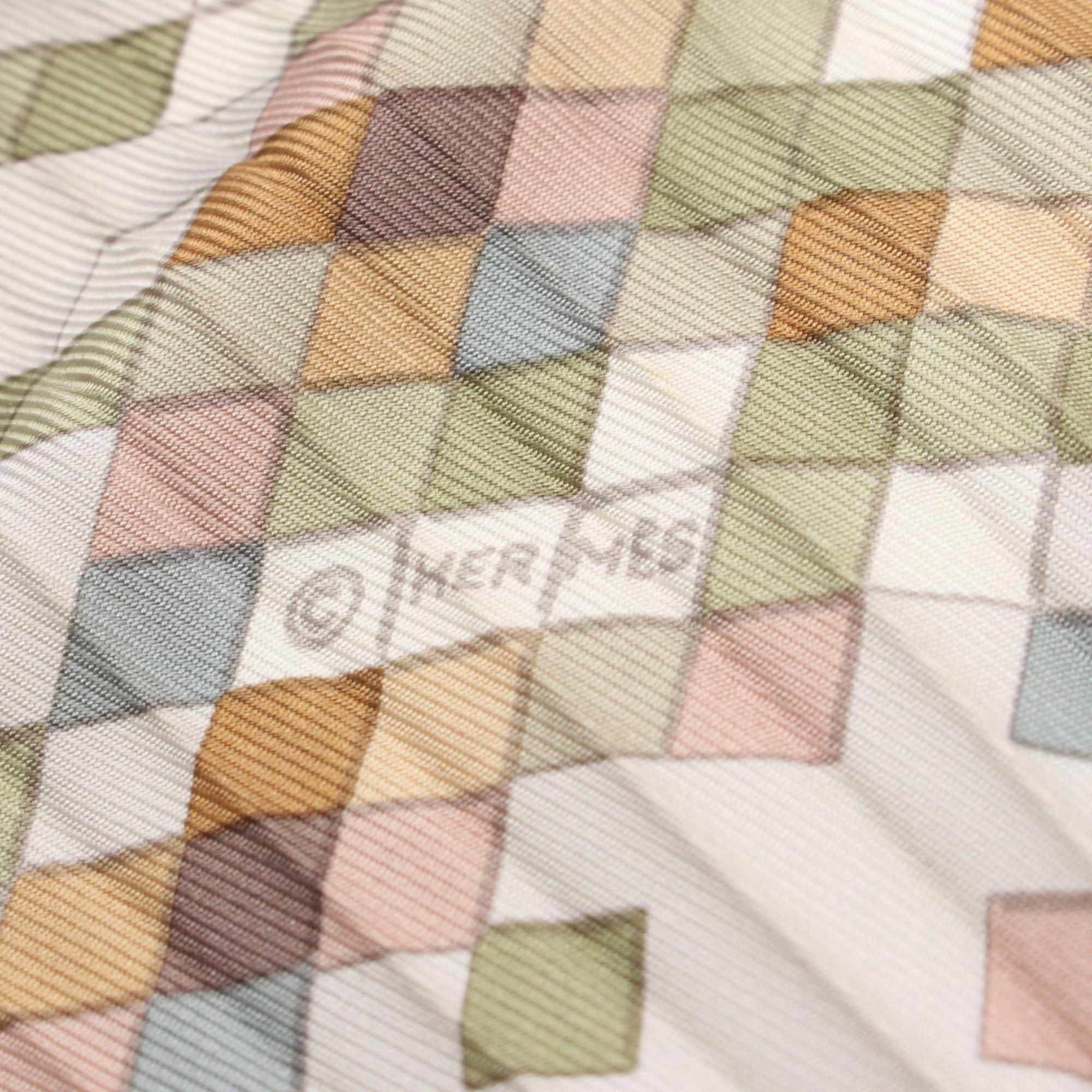 Hermes HERMES Carre Presé MOSAIQUE AU 24 Scarf Silk Women's Beige Multicolor