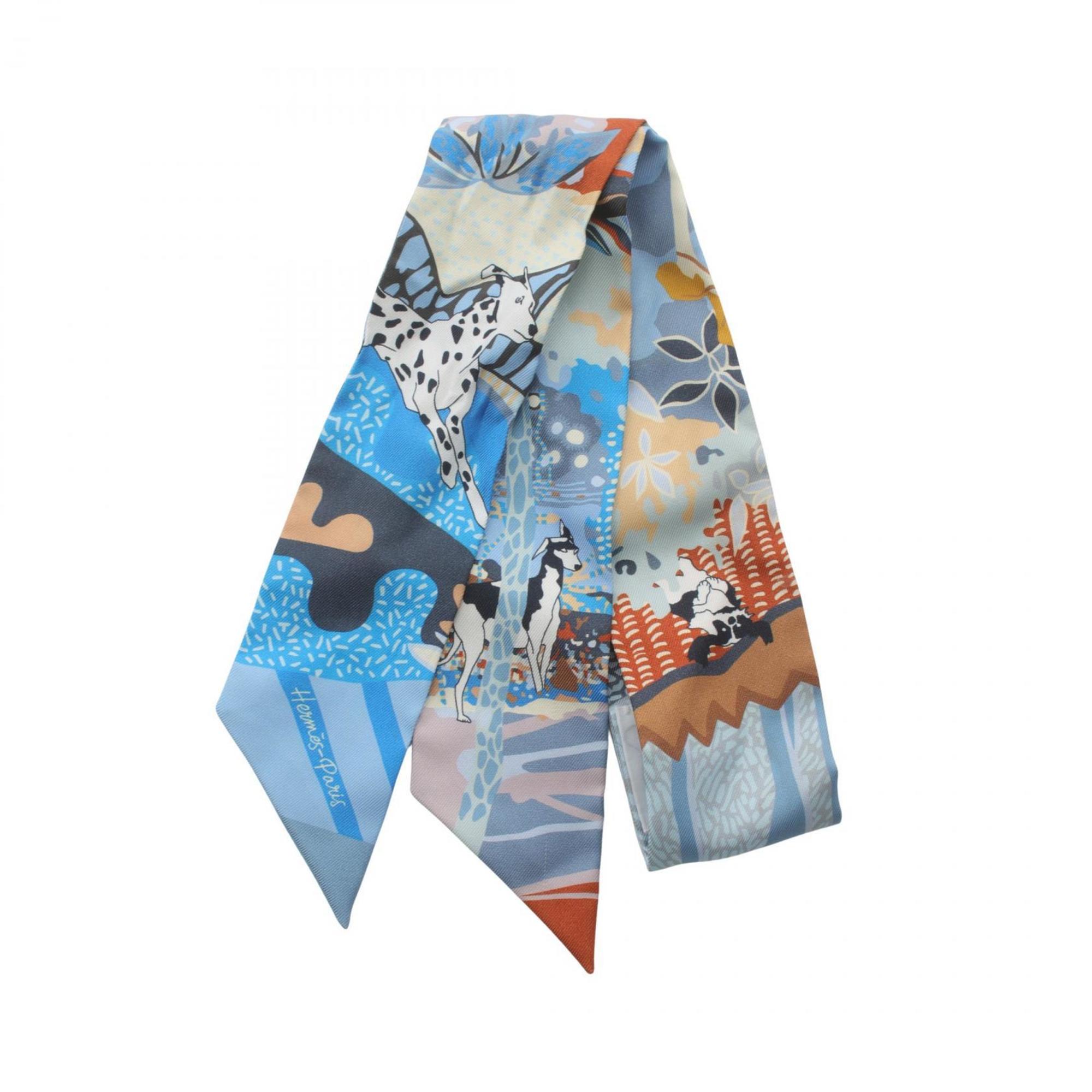 Hermes HERMES Twilly EN LIBERTE Scarf Silk Women's Blue Multicolor