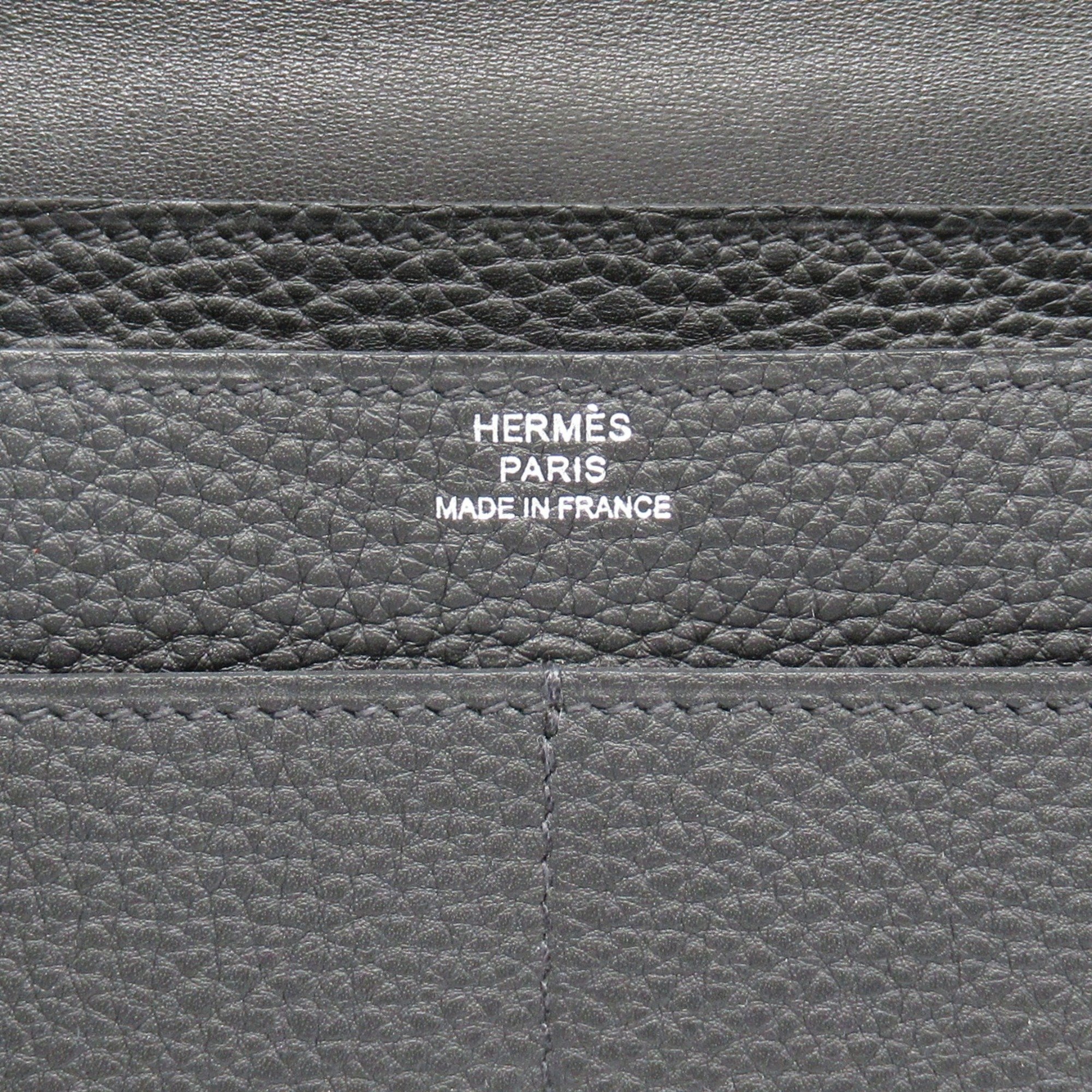 Hermes HERMES Dogon GM Black Bi-fold Long Wallet Leather Togo Women's