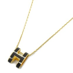 Hermes HERMES Pop H Necklace GP (Gold Plated) Women's Black GD1211