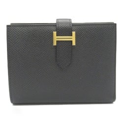 Hermes HERMES Bearn Compact Black Bi-fold Wallet Leather Epsom Women's