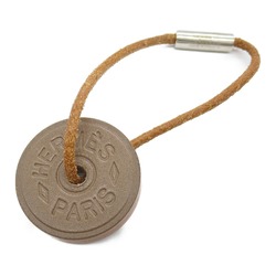 Hermes HERMES Porte Cle Token Keychain Leather Wood Swift Women's Brown