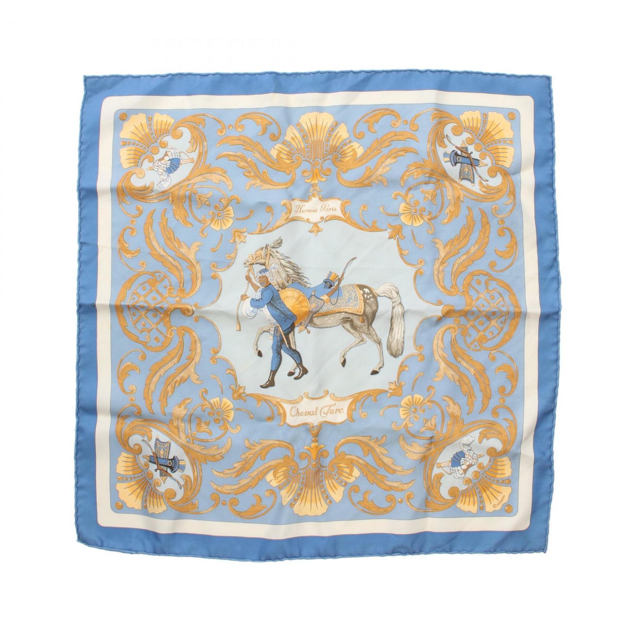 Hermes HERMES Petit Carre 40 Cheval Tur Scarf Silk Women's Blue Multicolor