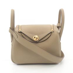 Hermes Lindy Shoulder Bag, Taurillon Clemence, Women's, Beige