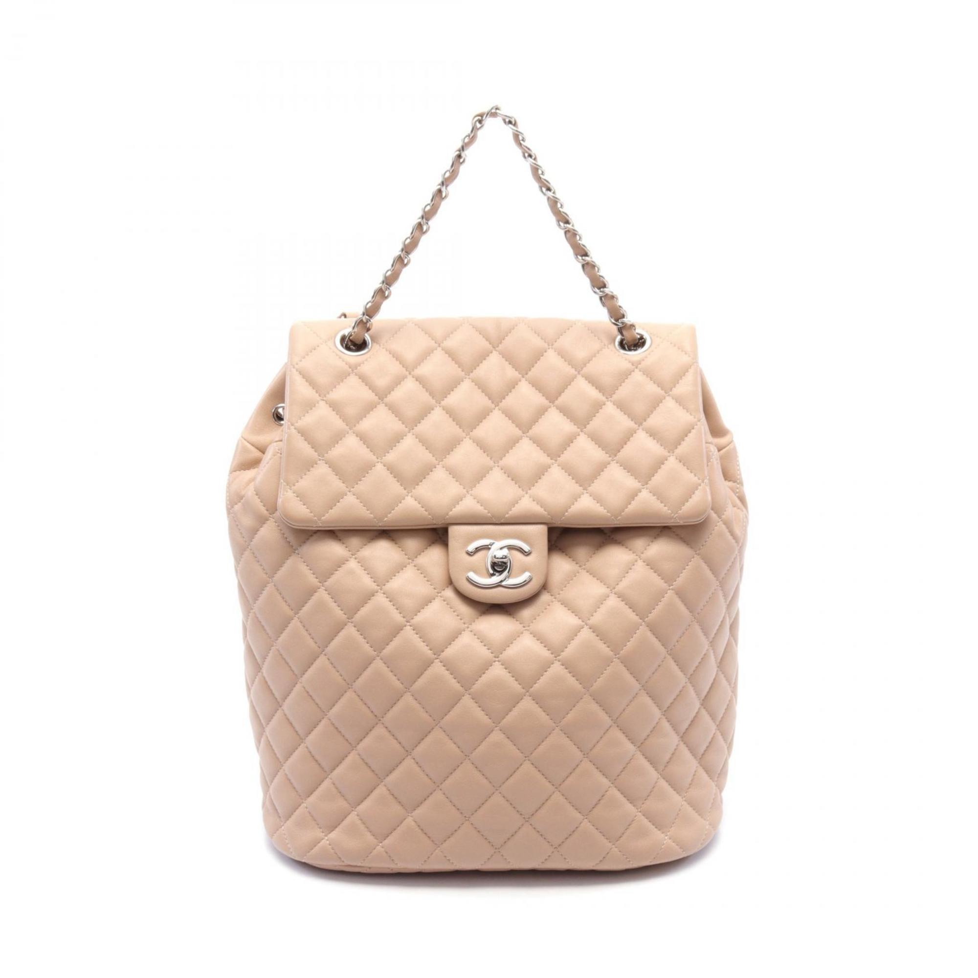 CHANEL Urban Spirit Matelasse Rucksack Backpack Bag Leather Women's Beige