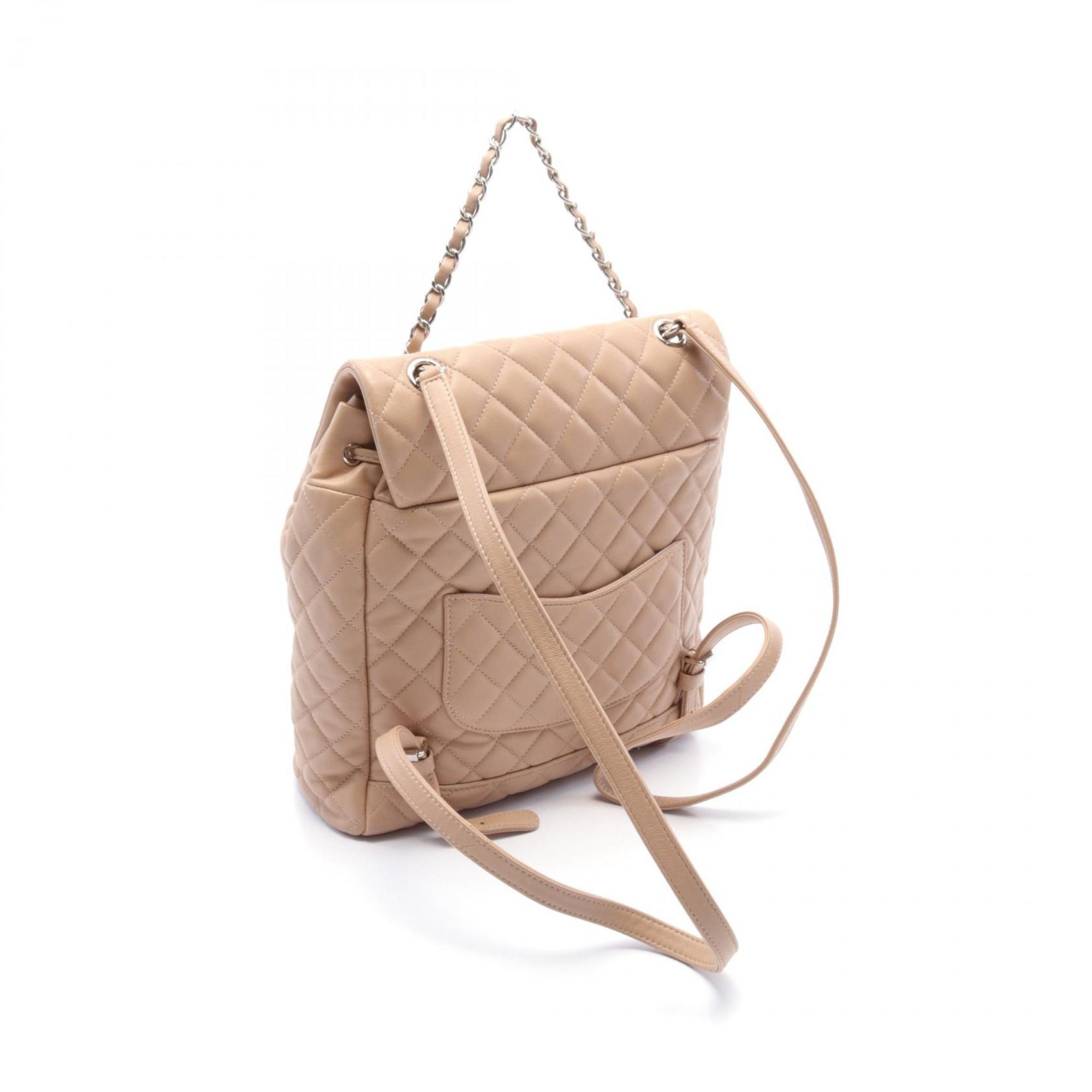 CHANEL Urban Spirit Matelasse Rucksack Backpack Bag Leather Women's Beige