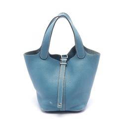 Hermes HERMES Picotin Lock PM Handbag Bag Taurillon Clemence Women's Blue