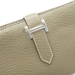 Hermes HERMES Bearn Soufflet Bi-fold Long Wallet Leather Chevre Ladies Gray