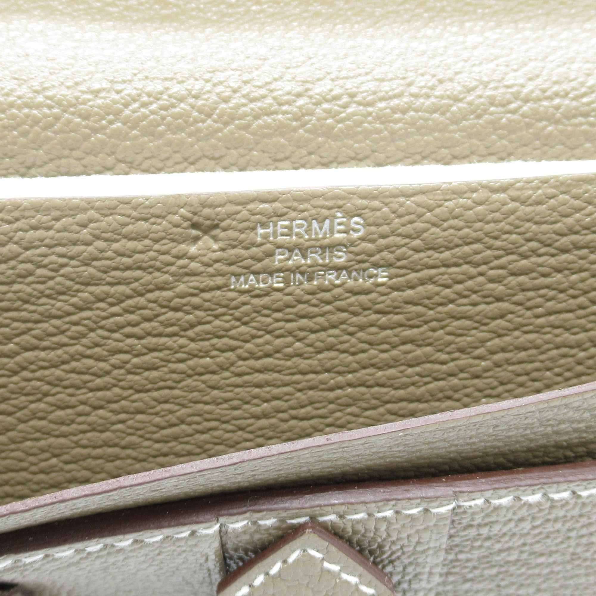 Hermes HERMES Bearn Soufflet Bi-fold Long Wallet Leather Chevre Ladies Gray