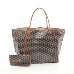 GOYARD Saint Louis GM Tote Bag, Coated Canvas, Leather, Women's, Black, Brown, White, SOA020241