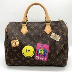 LOUIS VUITTON Louis Vuitton Bandouliere 30 My LV World Tour Label Handbag Monogram Canvas Brown Women's