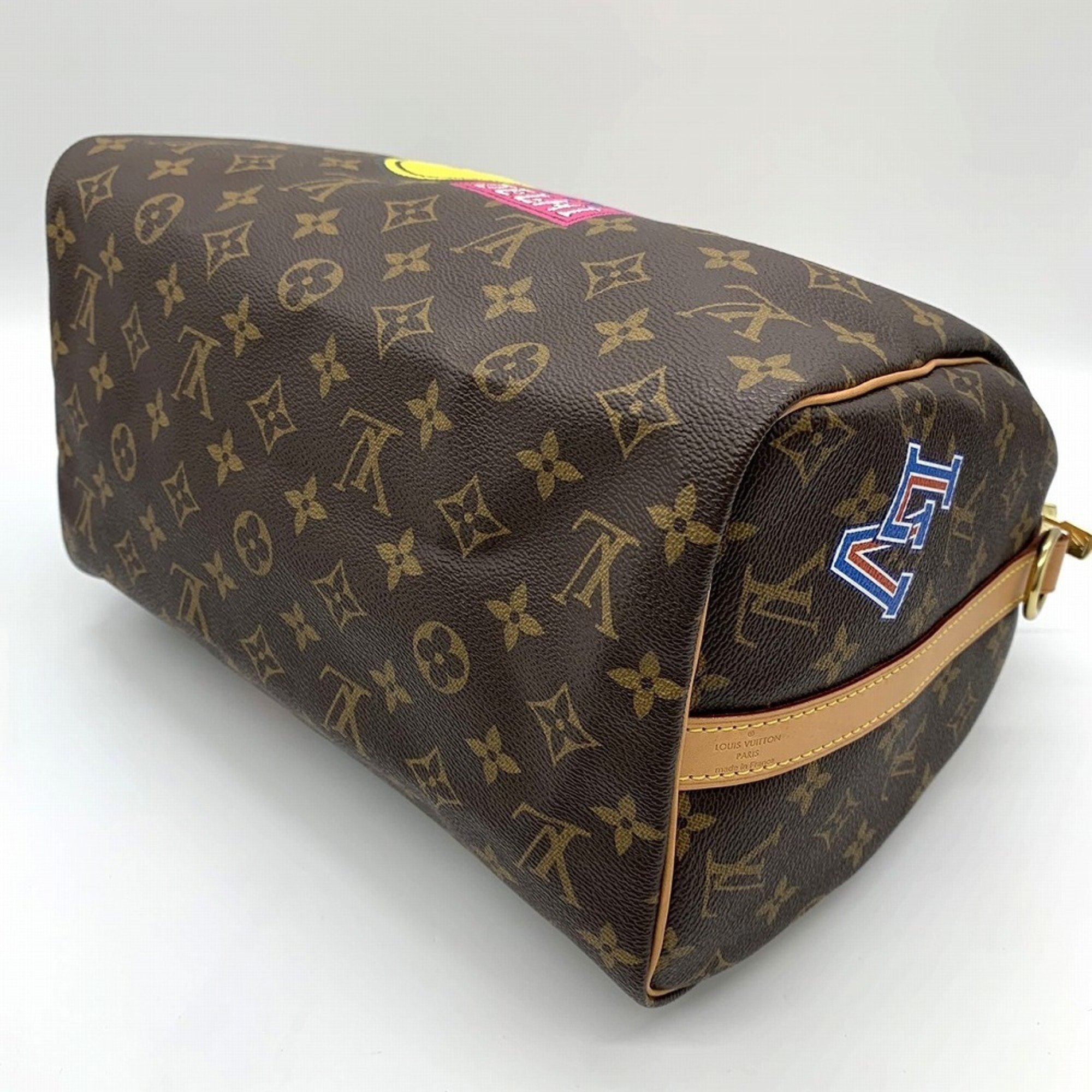 LOUIS VUITTON Louis Vuitton Bandouliere 30 My LV World Tour Label Handbag Monogram Canvas Brown Women's