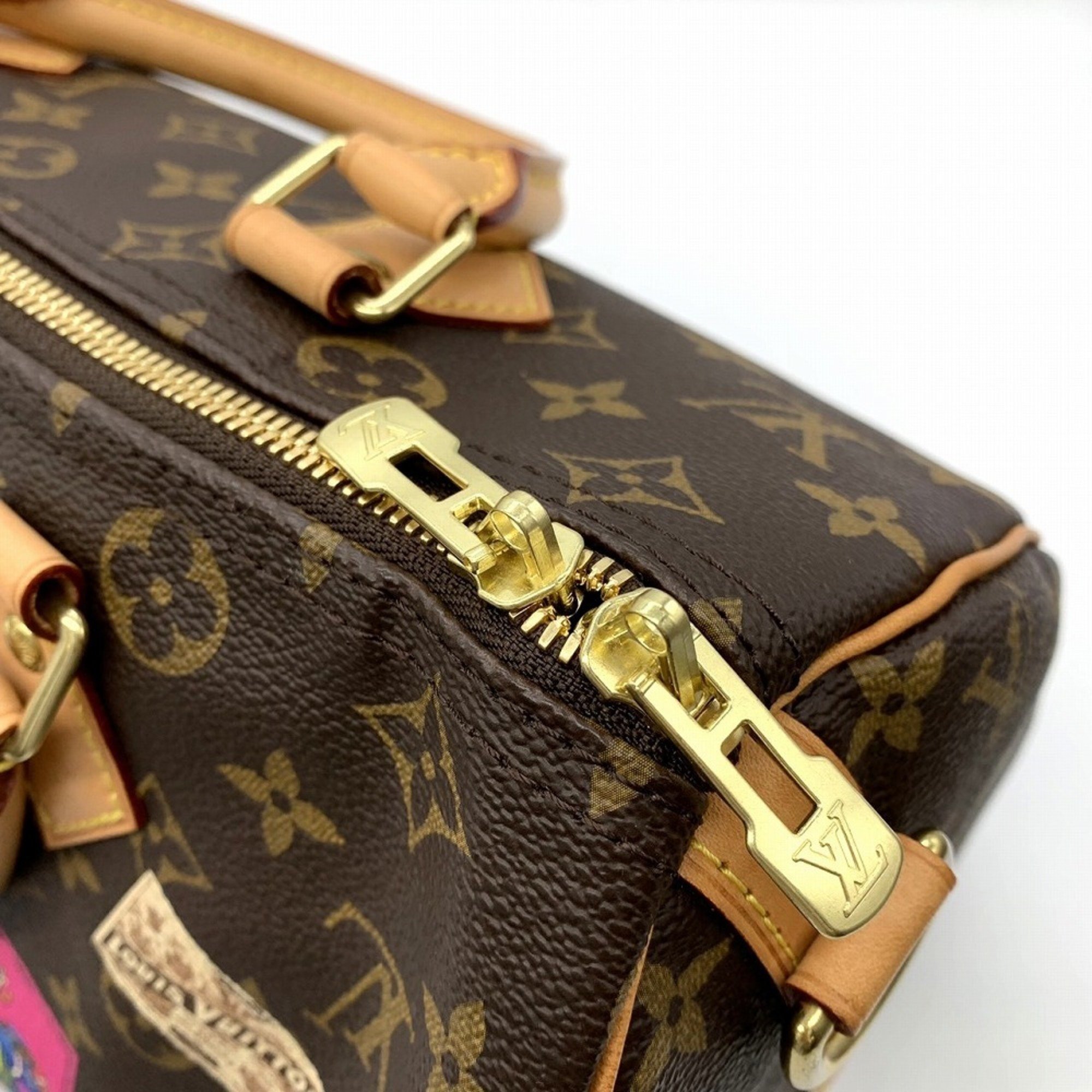 LOUIS VUITTON Louis Vuitton Bandouliere 30 My LV World Tour Label Handbag Monogram Canvas Brown Women's