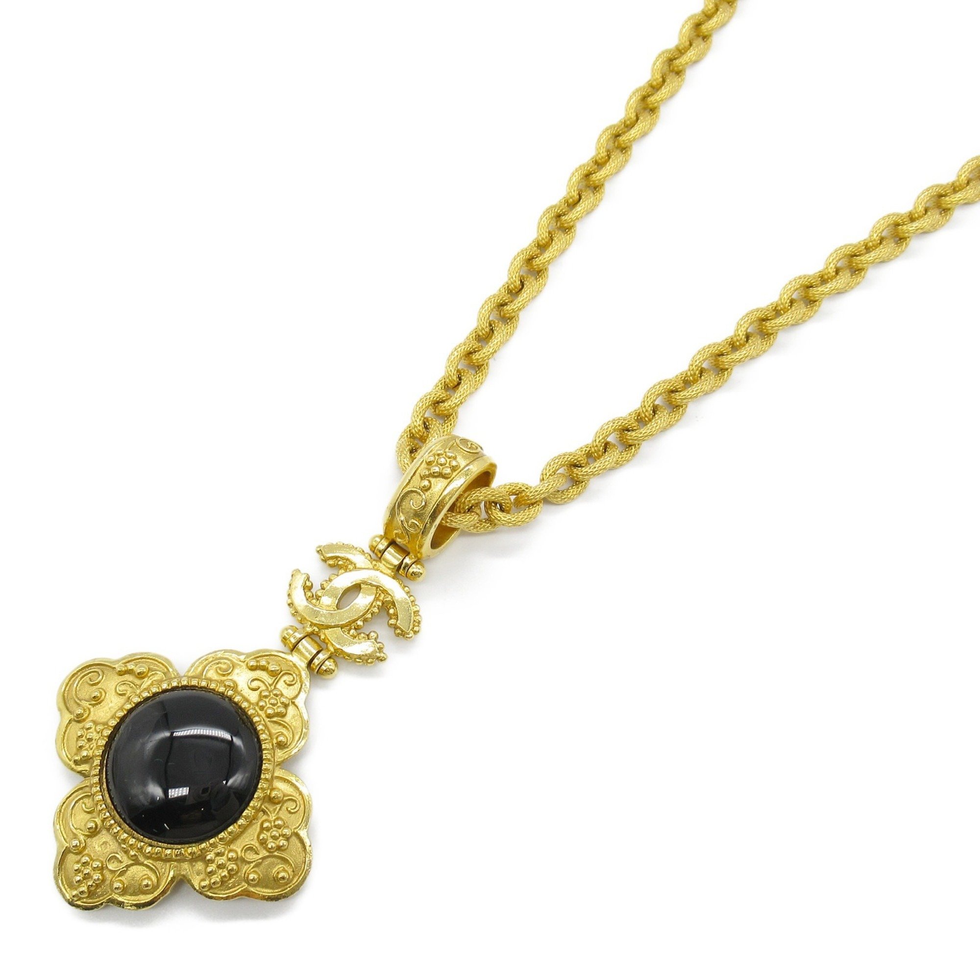 CHANEL Necklace GP (Gold Plated) Women's Gold Black