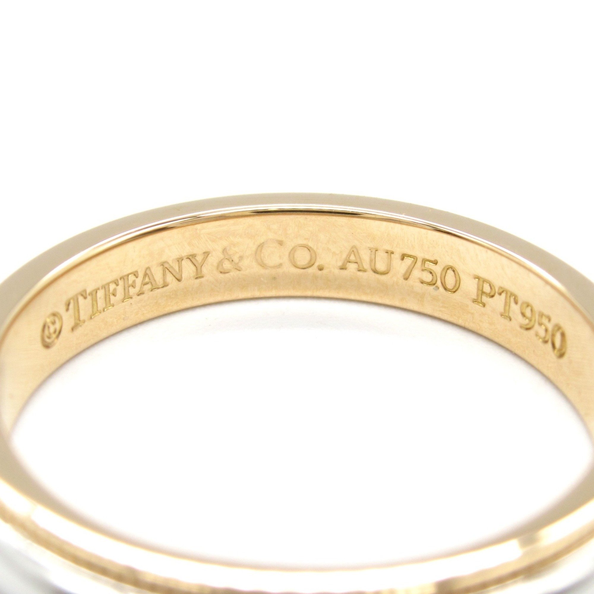 Tiffany & Co. Together Milgrain Ring, Pt950 Platinum, K18PG (Pink Gold), Men's, Women's, Silver