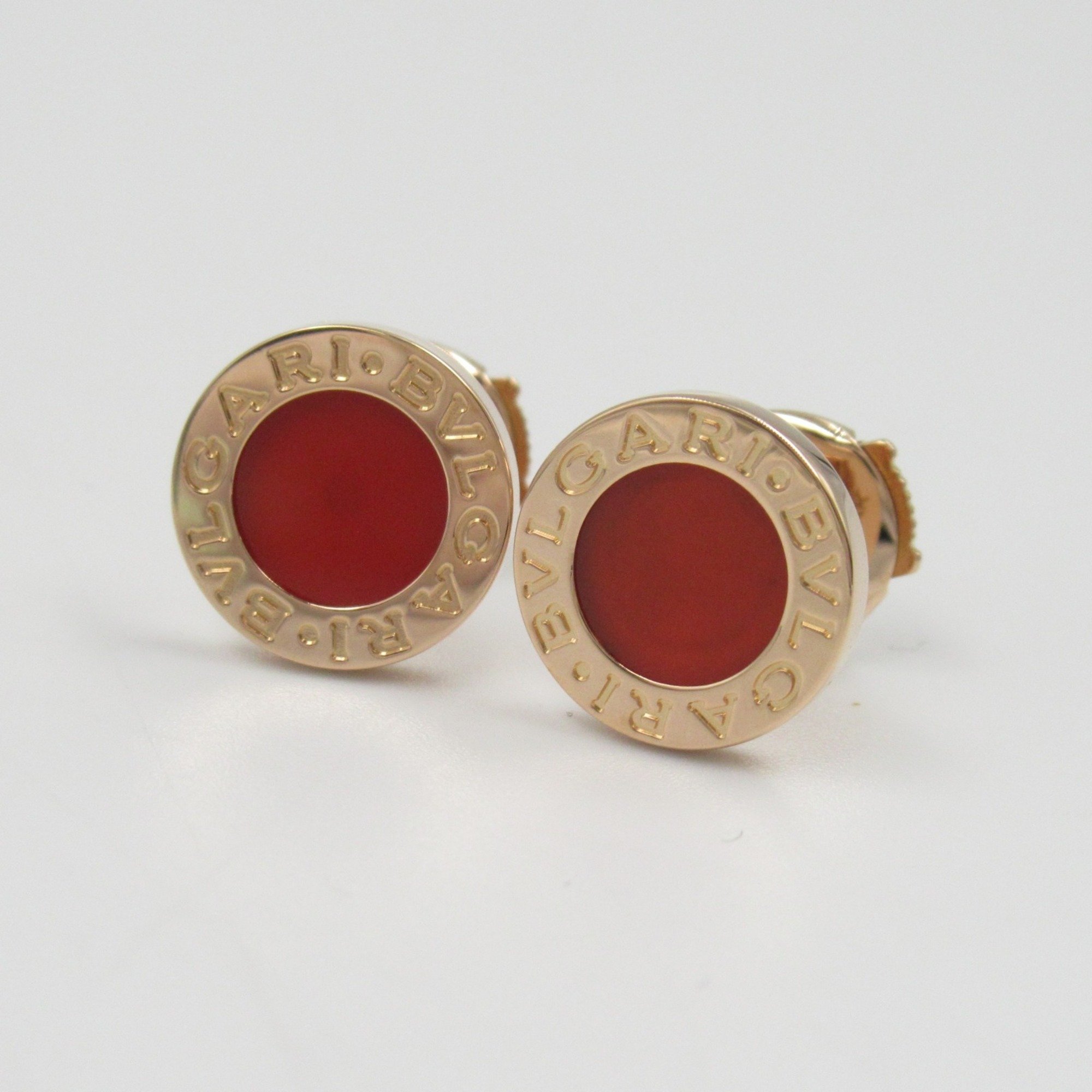 BVLGARI Carnelian Earrings K18PG (Pink Gold) Women's Red