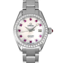 OMEGA 2565.78 Seamaster Aqua Terra Automatic Watch White Shell Dial Diamond Bezel Ladies