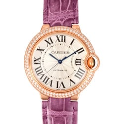 Cartier WE900551 Ballon Bleu Automatic Watch Silver Dial Diamond Bezel K18PG Pink Gold 36mm Women's