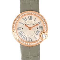 Cartier WJBL0008 Ballon Blanc de Watch Quartz Silver Dial Diamond K18PG Pink Gold 30mm Women's