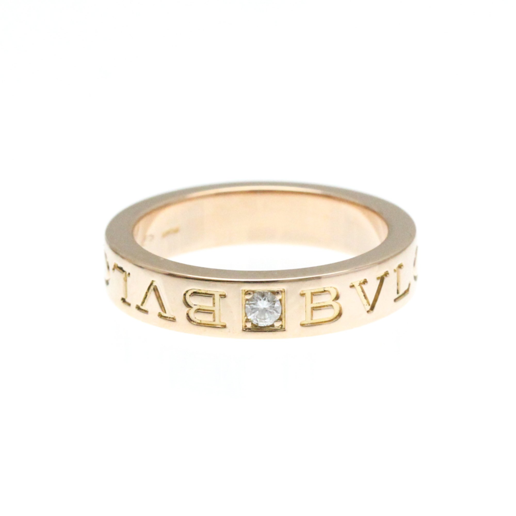 Bvlgari Double Logo Pink Gold (18K) Fashion Diamond Band Ring Pink Gold