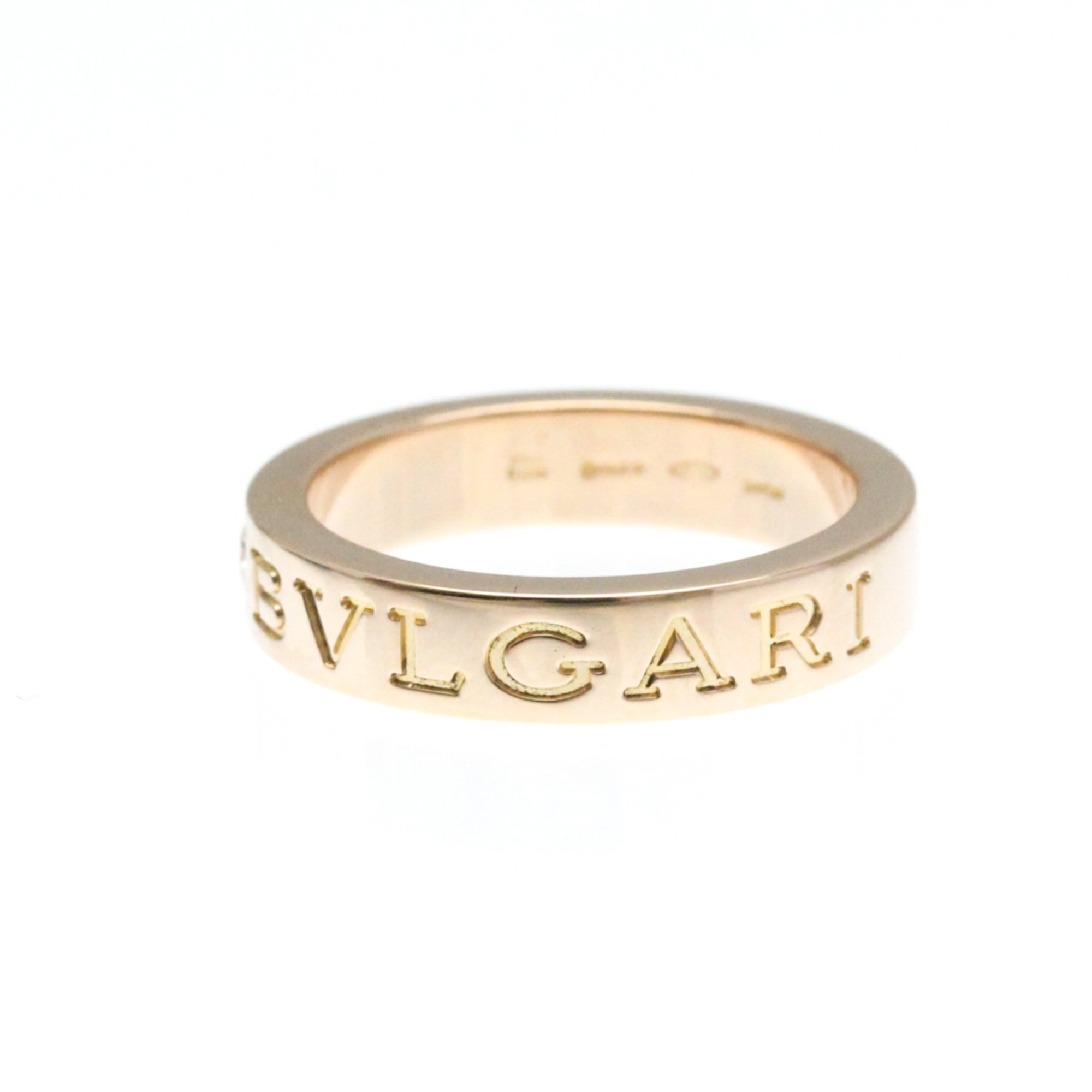 Bvlgari Double Logo Pink Gold (18K) Fashion Diamond Band Ring Pink Gold