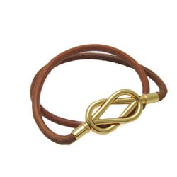 Hermes Atame Choker Leather,Metal Bangle Brown,Gold