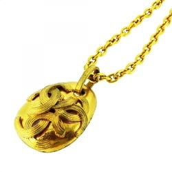 Chanel Necklace Triple Coco Oval GP Plated Gold Ladies